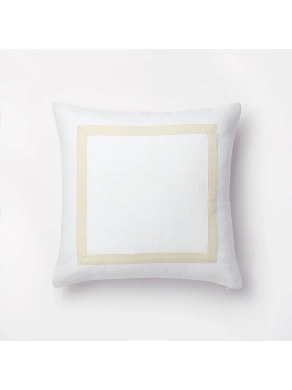 NWOT! Threshold with Studio McGee Slub Border Applique Pillow, White/Camel, 24”